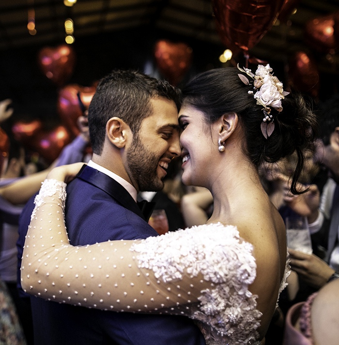Bride and groom dancing during their wedding party